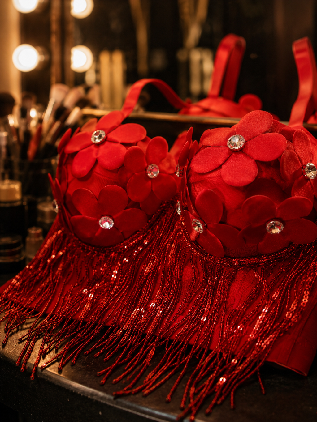 Scarlet Bloom Fringe Corset Top