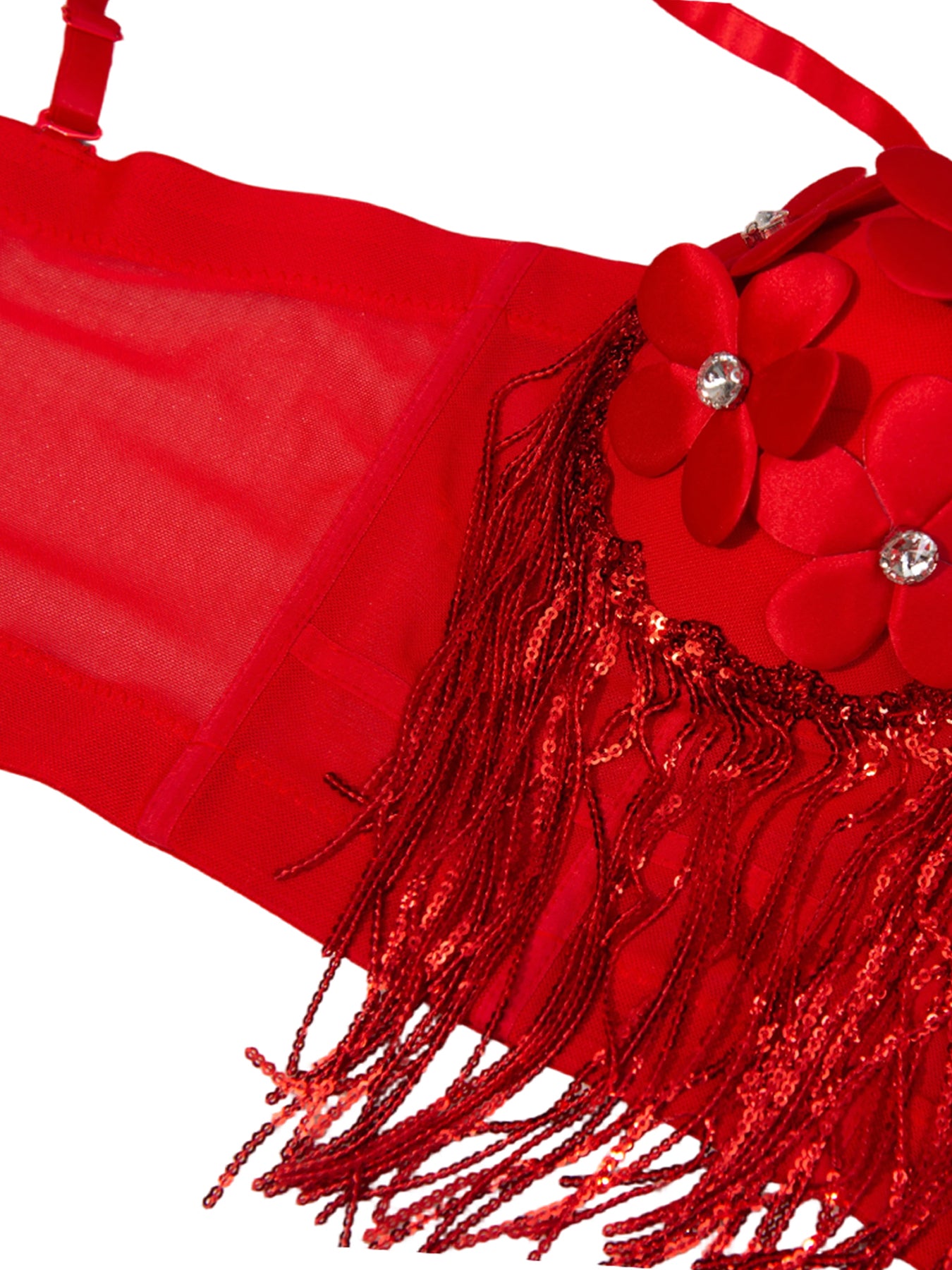 Scarlet Bloom Fringe Corset Top