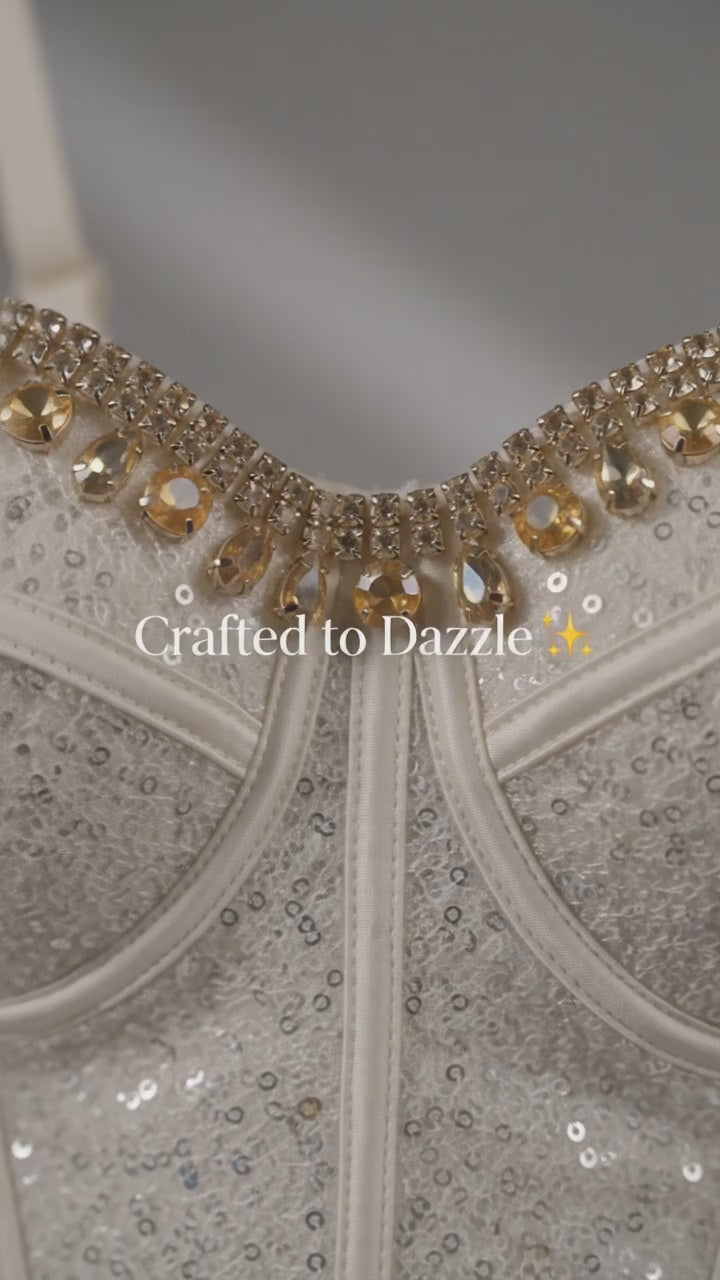 Aurora Crystal Corset Luxury Ivory Crystal Embellished Corset
